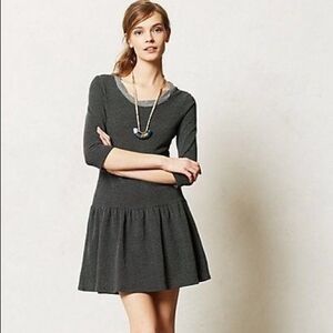 Anthropologie / Puella Drop Waste Tweed Look Dress. Elevated Basic Scoop Neck